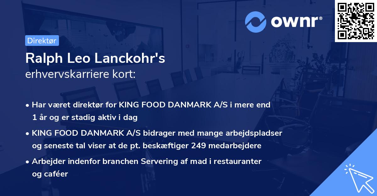Ralph Leo Lanckohr's erhvervskarriere kort