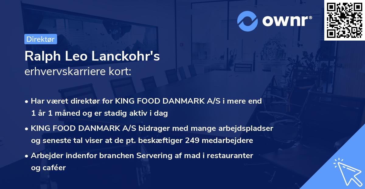 Ralph Leo Lanckohr's erhvervskarriere kort