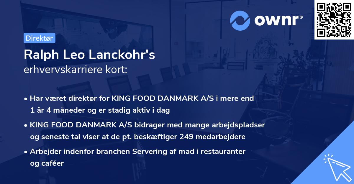 Ralph Leo Lanckohr's erhvervskarriere kort