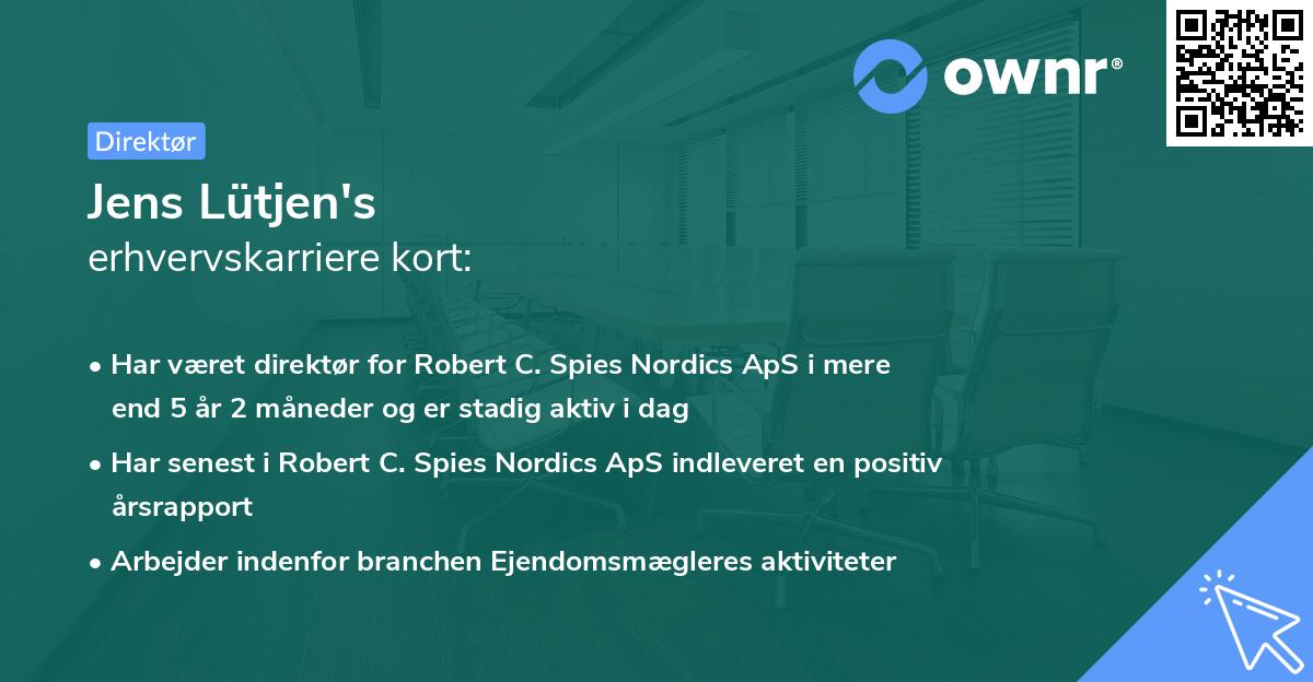 Jens Lütjen's erhvervskarriere kort