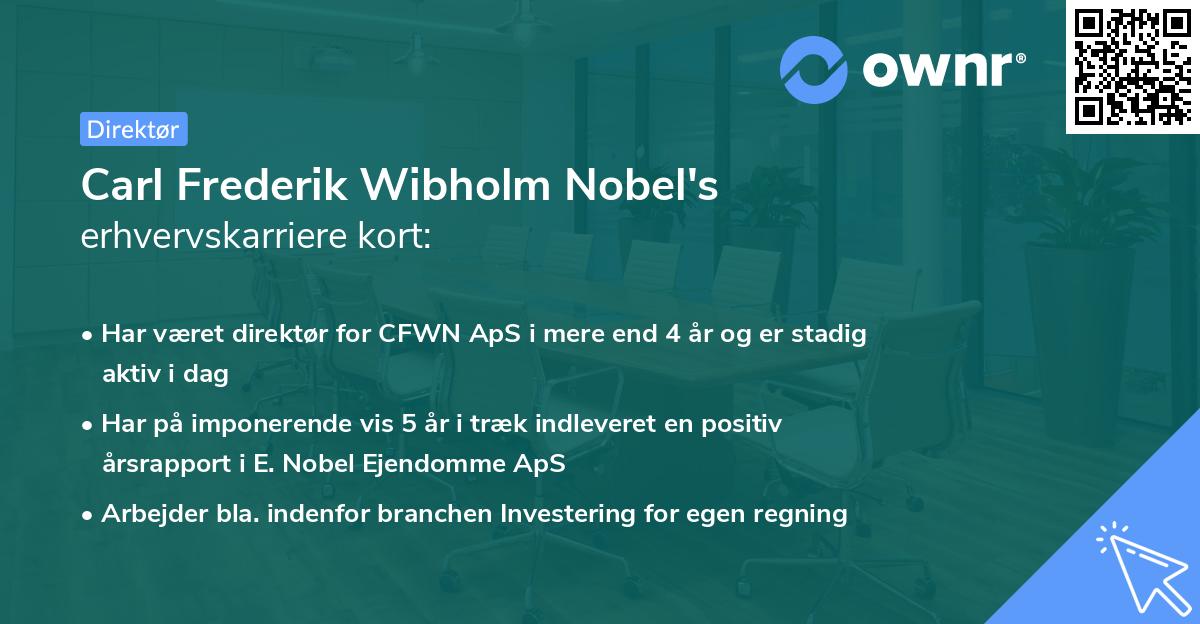 Carl Frederik Wibholm Nobel's erhvervskarriere kort