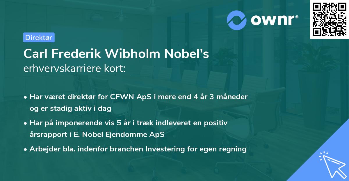 Carl Frederik Wibholm Nobel's erhvervskarriere kort