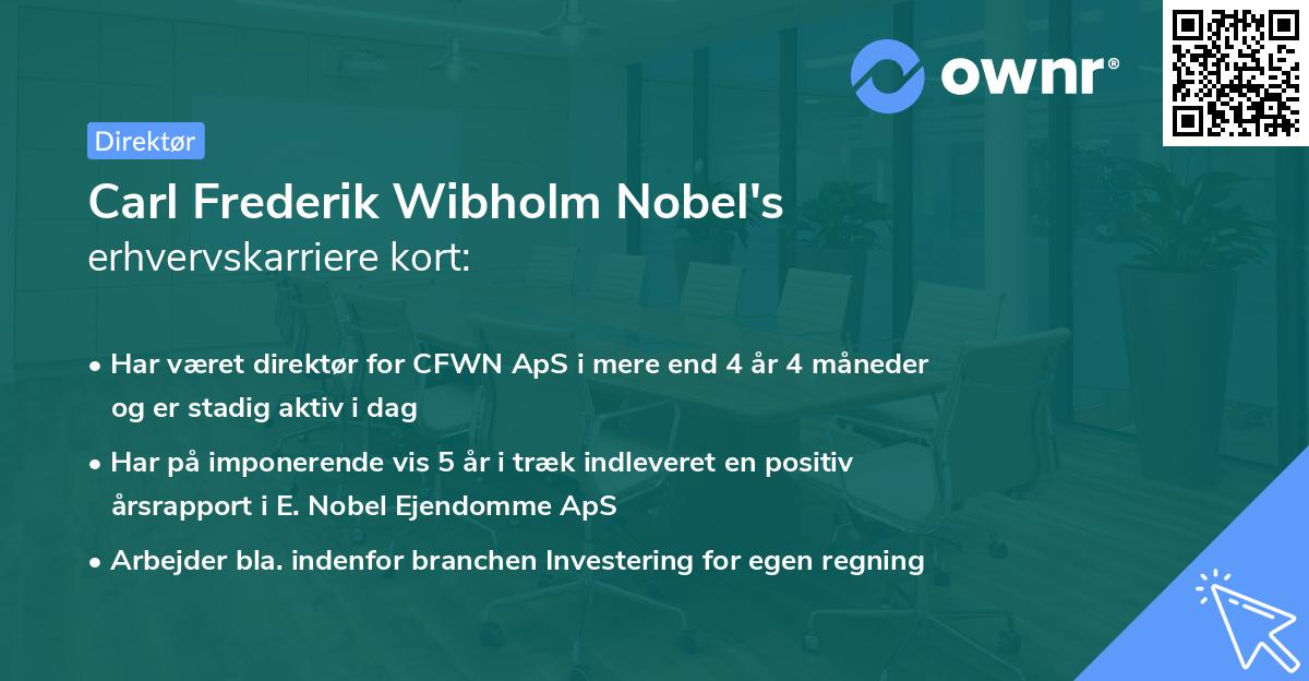 Carl Frederik Wibholm Nobel's erhvervskarriere kort