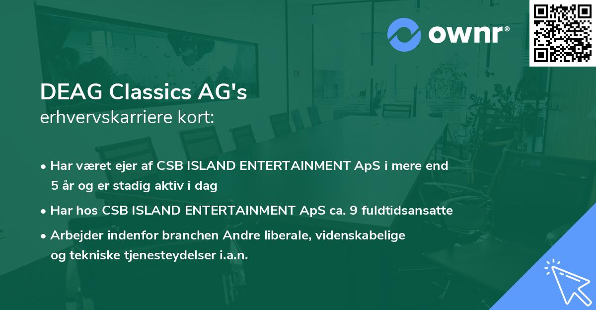 DEAG Classics AG's erhvervskarriere kort