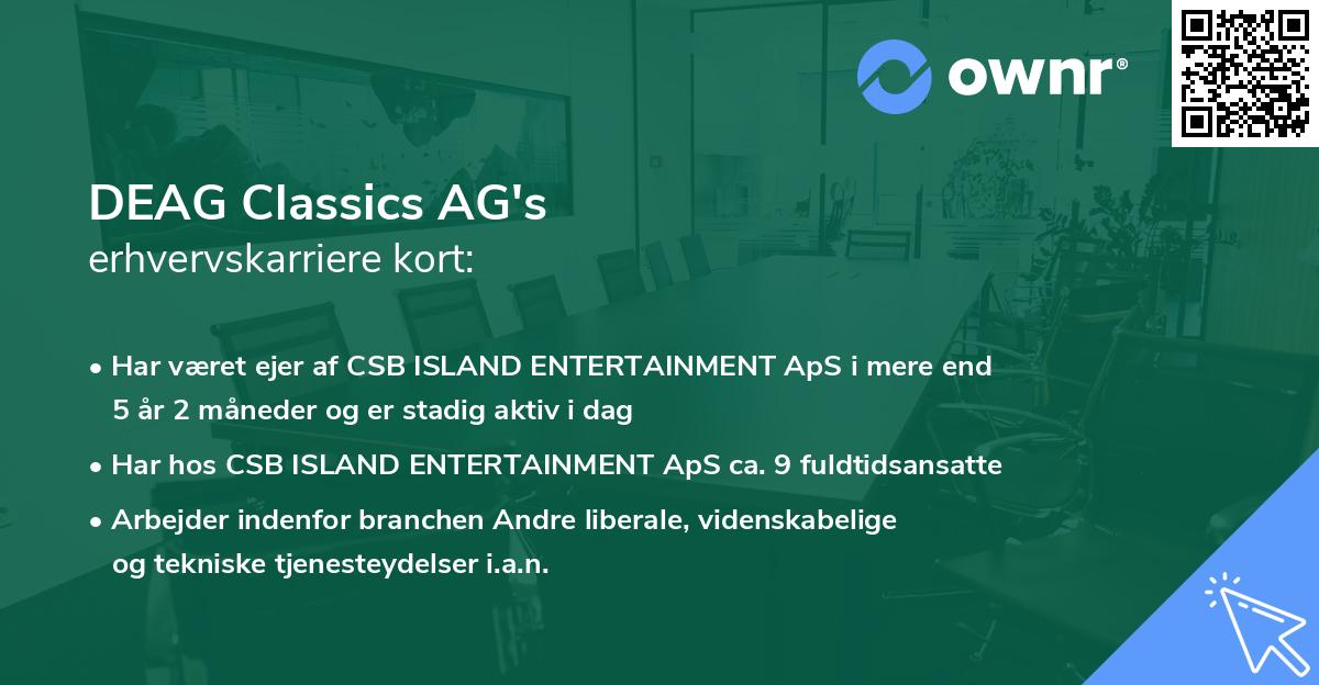 DEAG Classics AG's erhvervskarriere kort