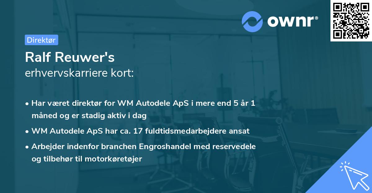Ralf Reuwer's erhvervskarriere kort