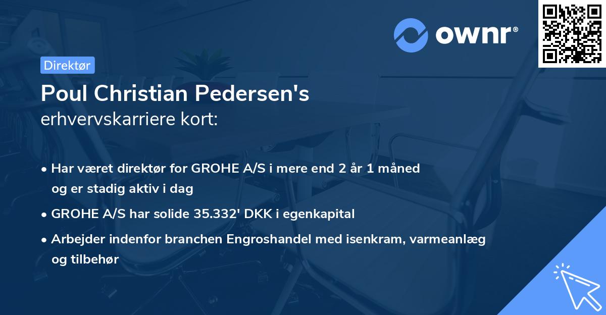 Poul Christian Pedersen's erhvervskarriere kort