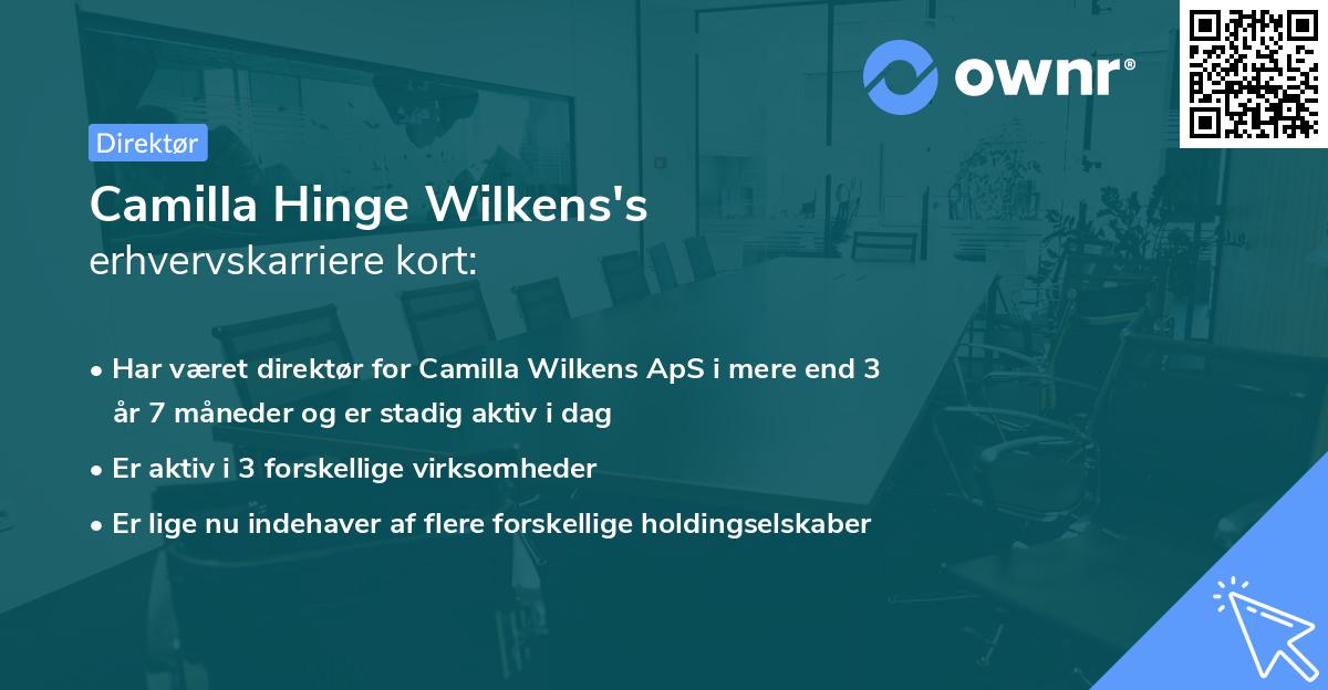 Camilla Hinge Wilkens's erhvervskarriere kort