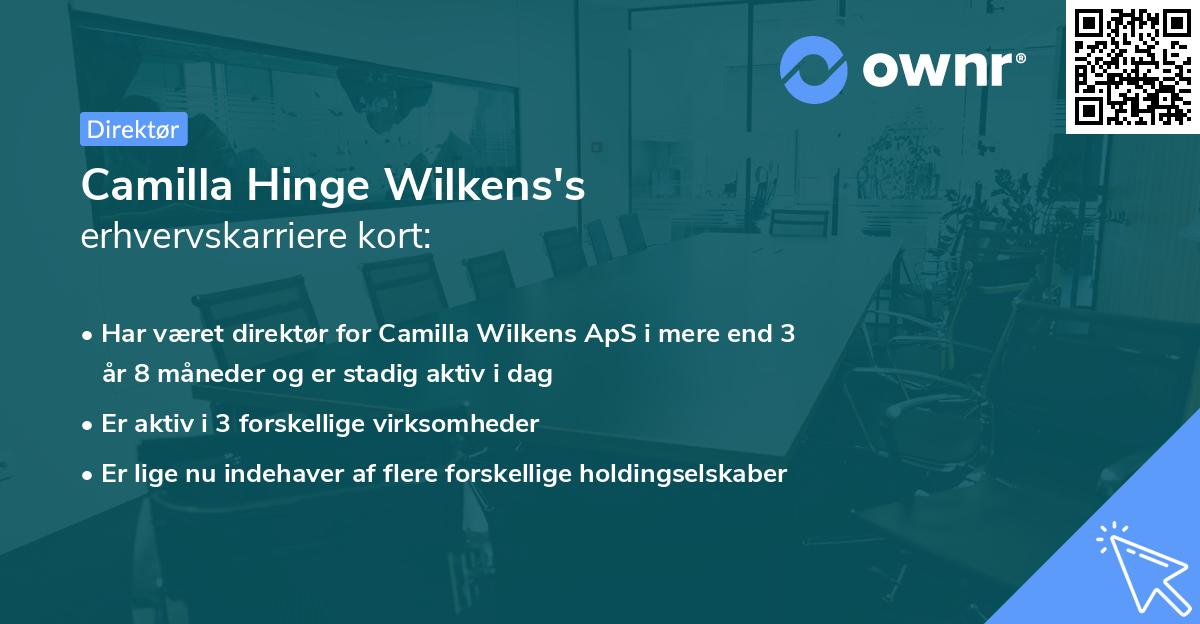 Camilla Hinge Wilkens's erhvervskarriere kort