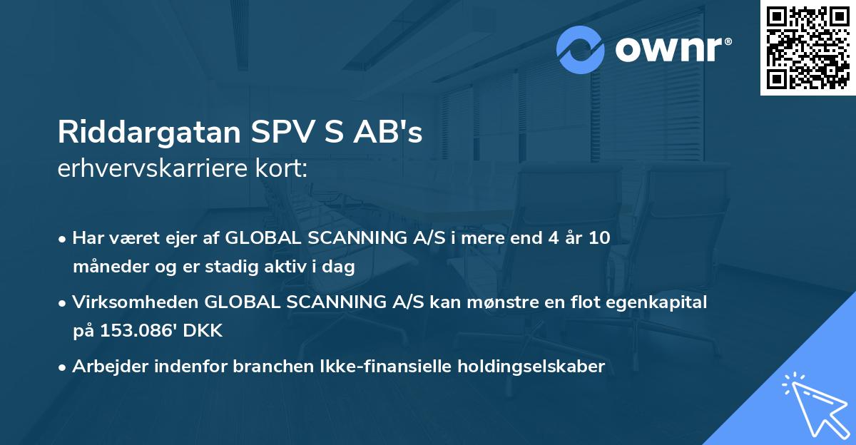Riddargatan SPV S AB's erhvervskarriere kort
