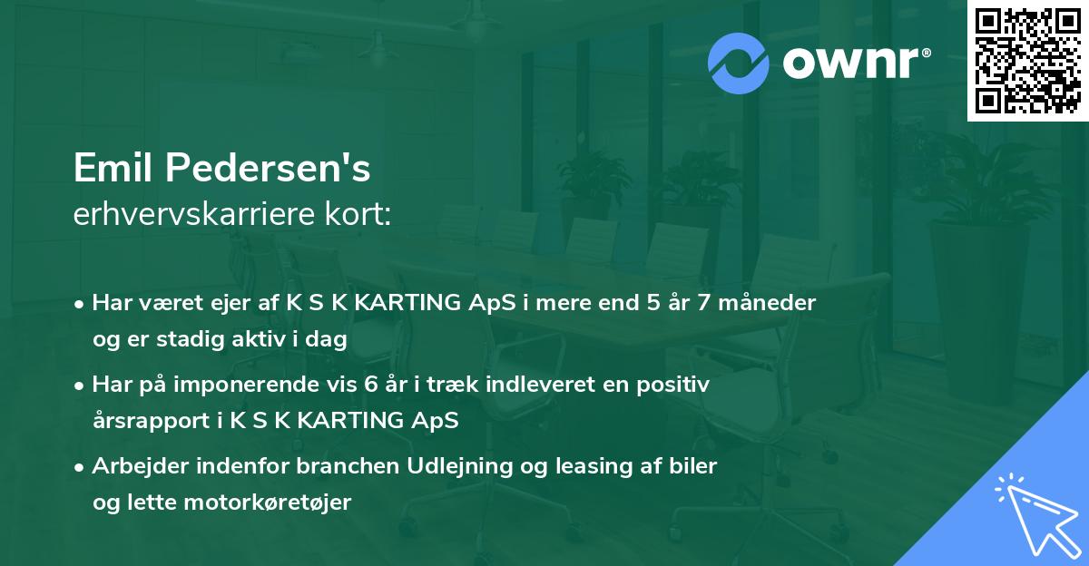 Emil Pedersen's erhvervskarriere kort