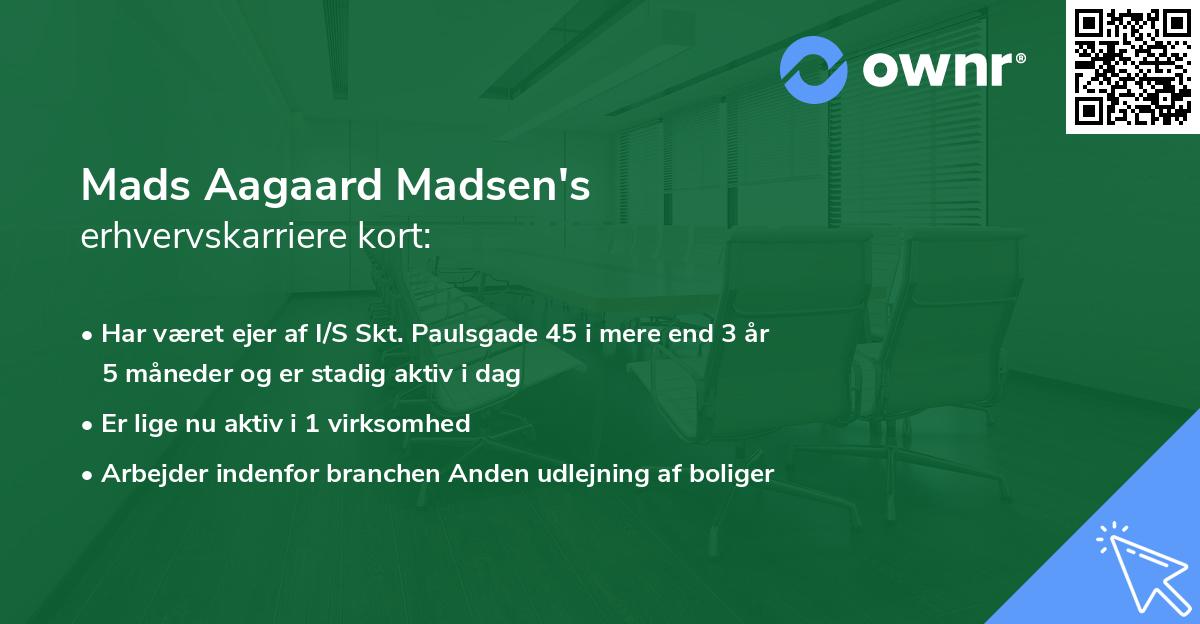 Mads Aagaard Madsen's erhvervskarriere kort