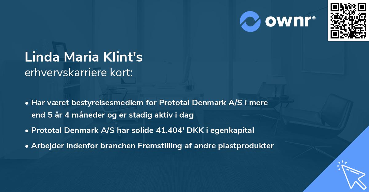 Linda Maria Klint's erhvervskarriere kort