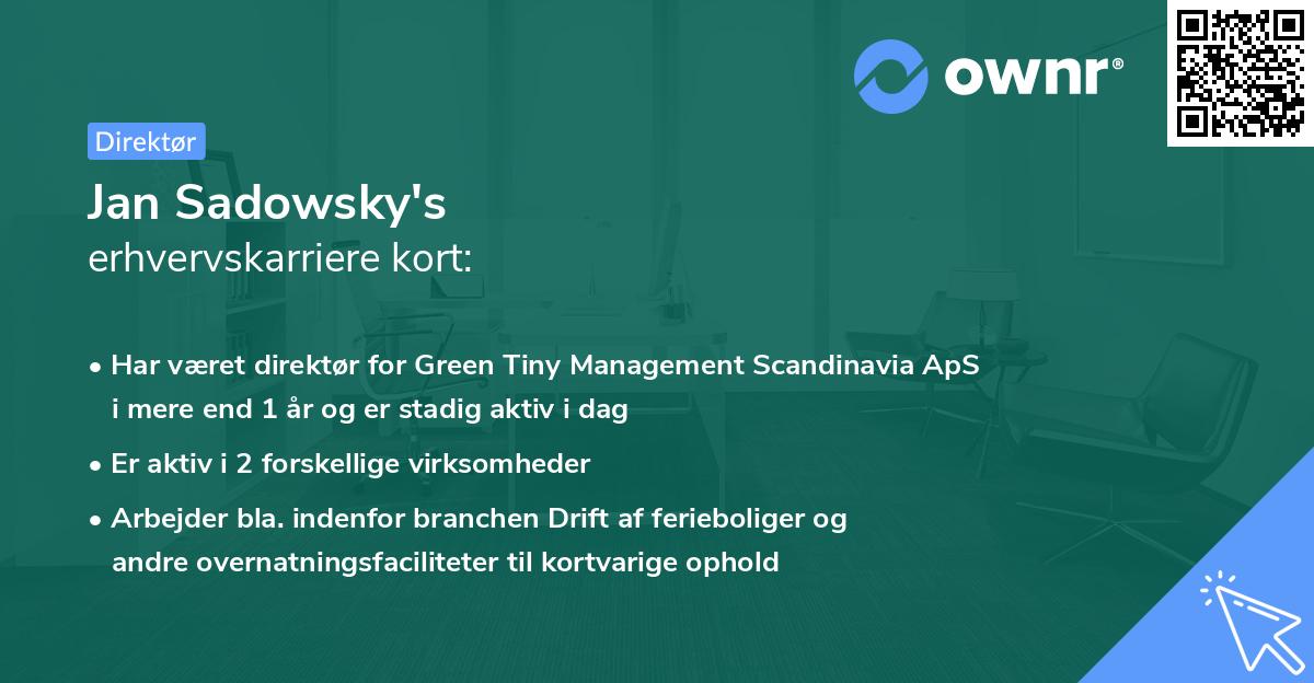 Jan Sadowsky's erhvervskarriere kort