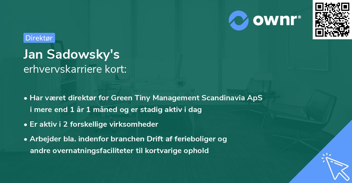 Jan Sadowsky's erhvervskarriere kort