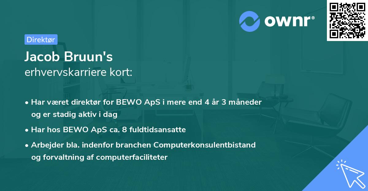 Jacob Bruun's erhvervskarriere kort