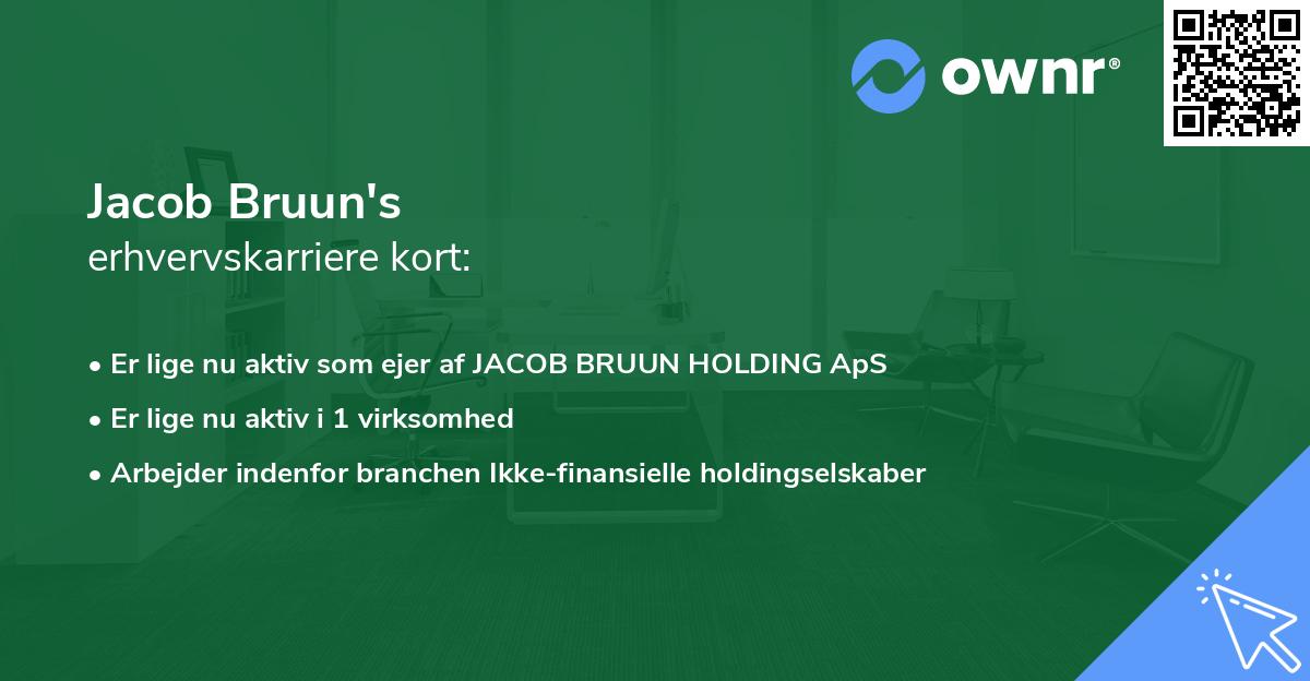 Jacob Bruun's erhvervskarriere kort
