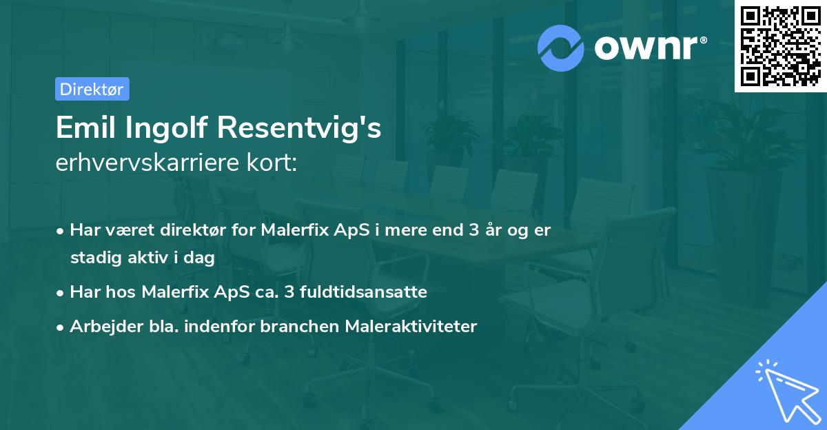 Emil Ingolf Resentvig's erhvervskarriere kort