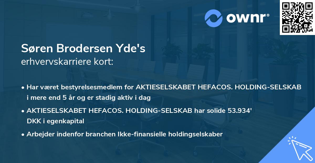Søren Brodersen Yde's erhvervskarriere kort
