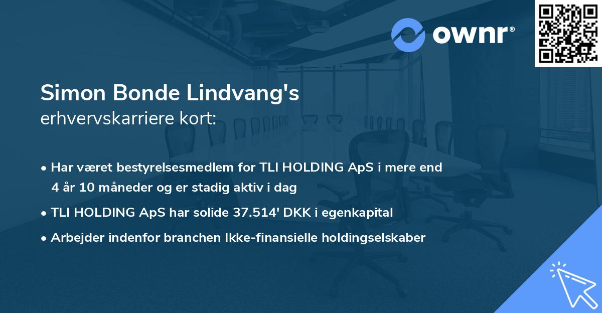 Simon Bonde Lindvang's erhvervskarriere kort