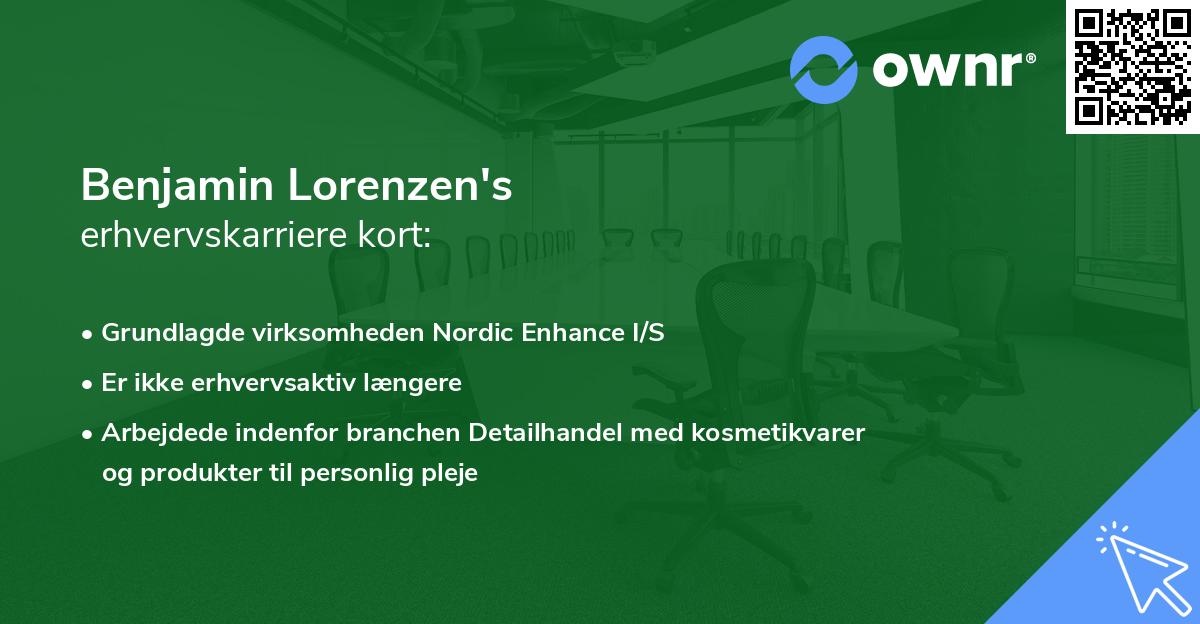 Benjamin Lorenzen's erhvervskarriere kort
