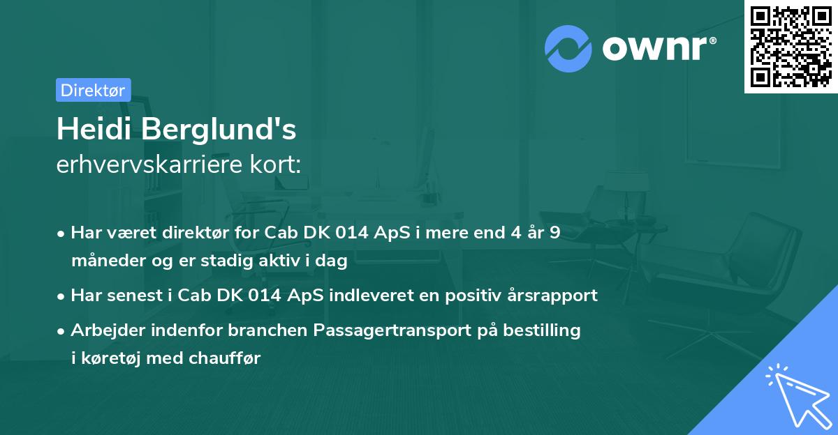 Heidi Berglund's erhvervskarriere kort