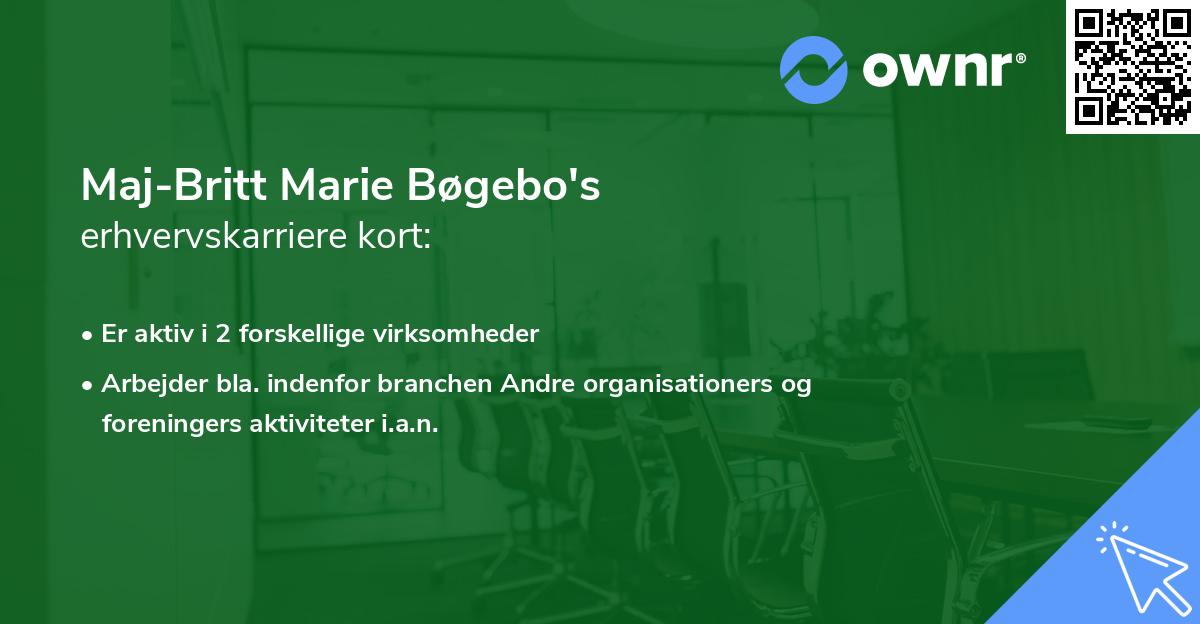 Maj-Britt Marie Bøgebo's erhvervskarriere kort