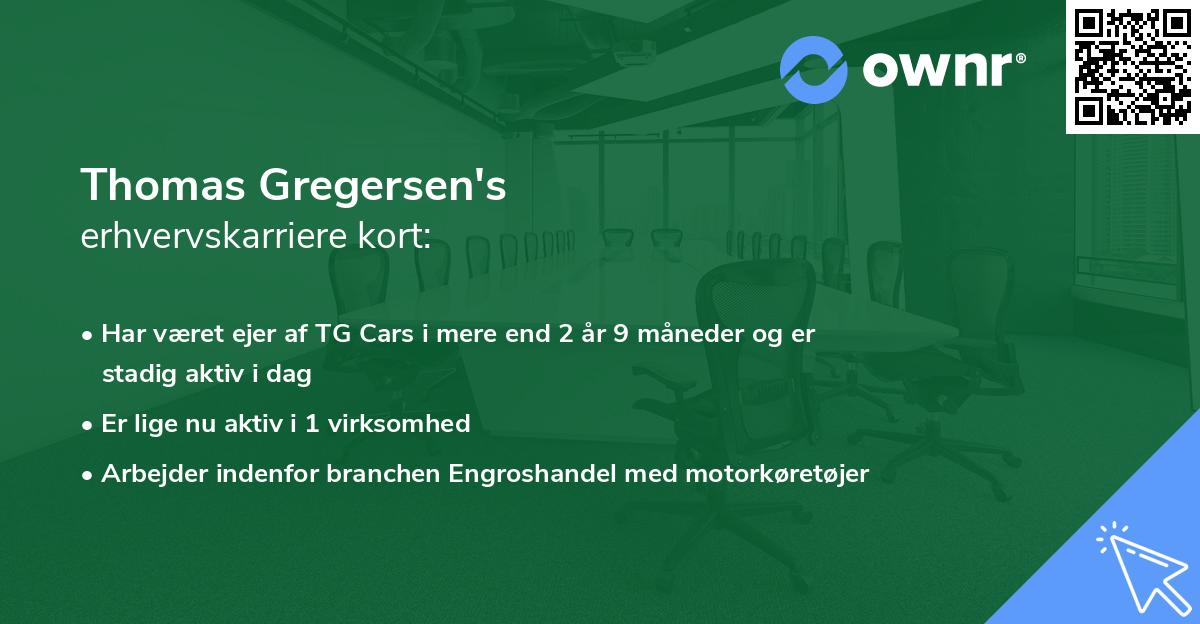 Thomas Gregersen's erhvervskarriere kort
