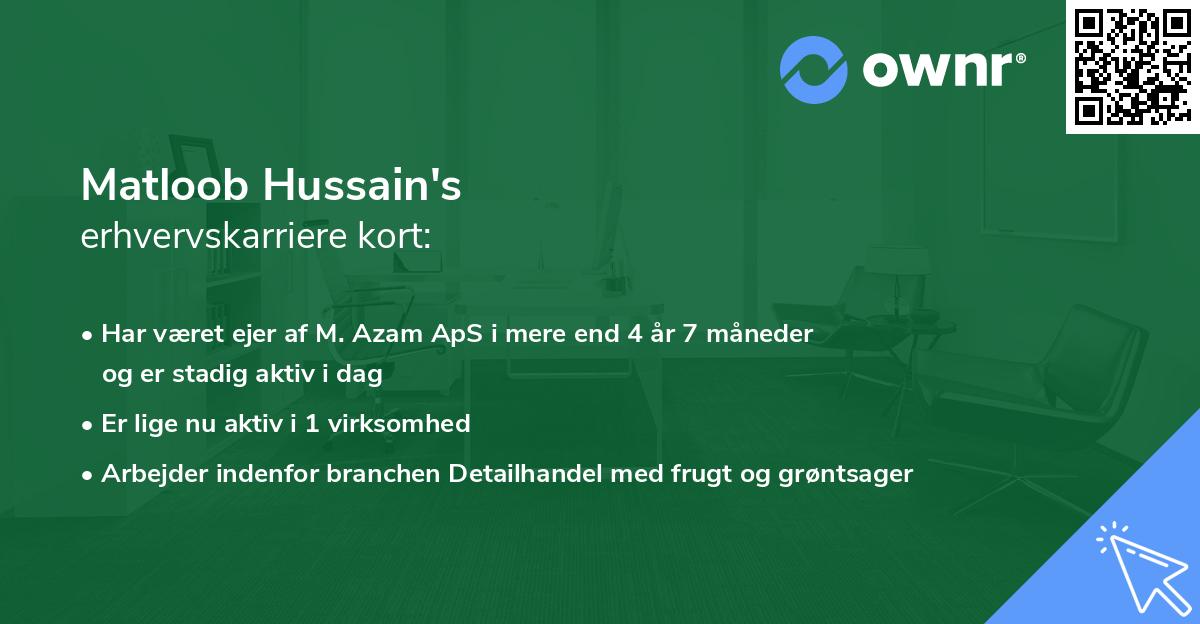 Matloob Hussain's erhvervskarriere kort