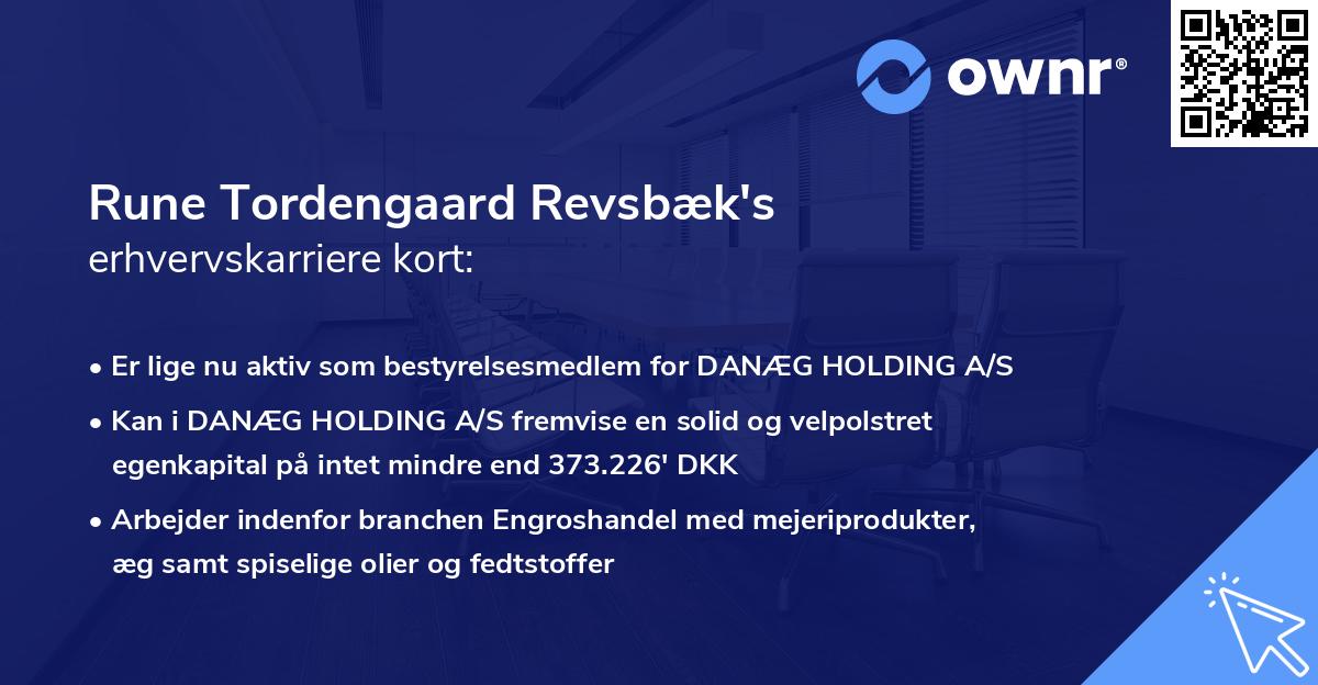 Rune Tordengaard Revsbæk's erhvervskarriere kort
