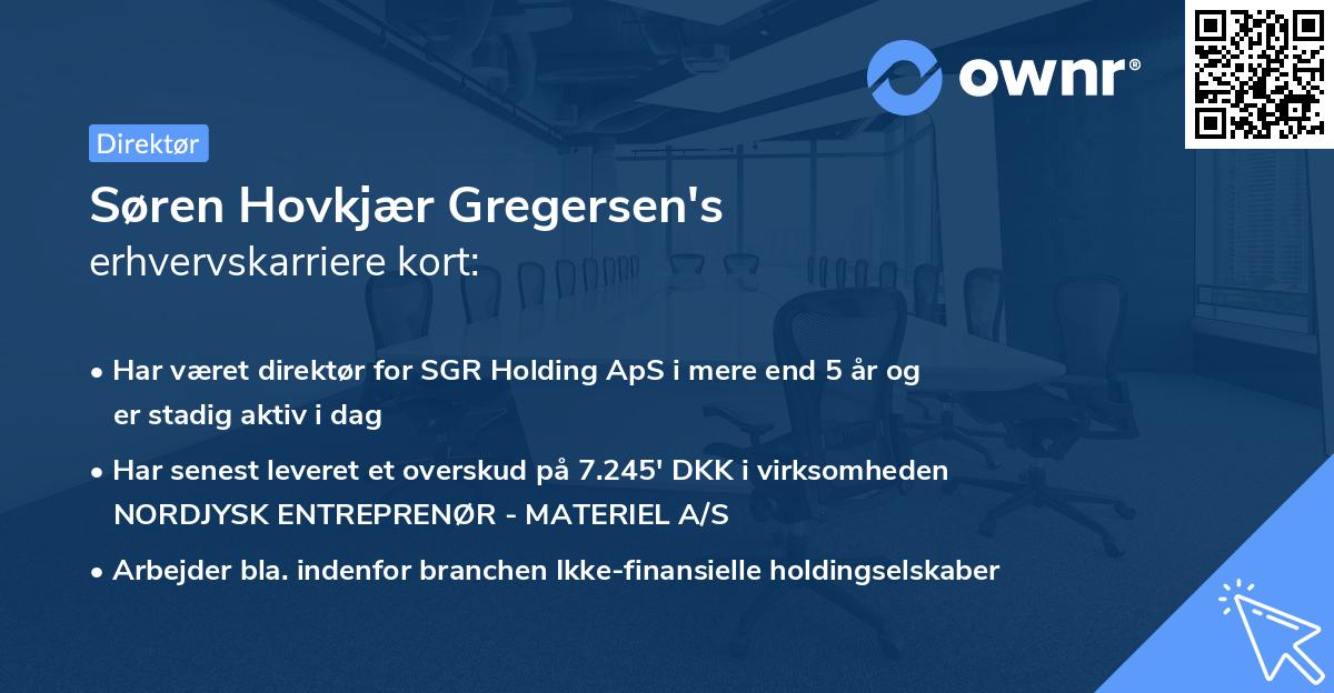 Søren Hovkjær Gregersen's erhvervskarriere kort