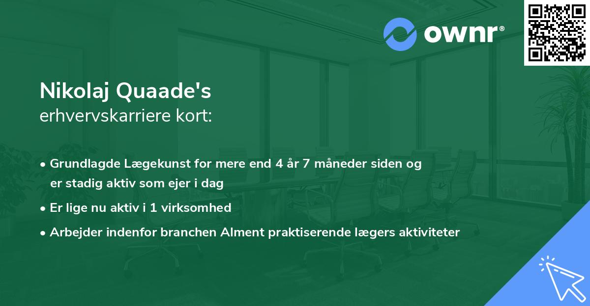 Nikolaj Quaade's erhvervskarriere kort