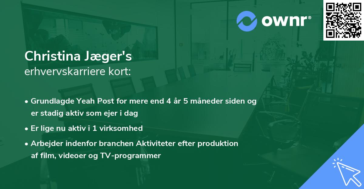 Christina Jæger's erhvervskarriere kort