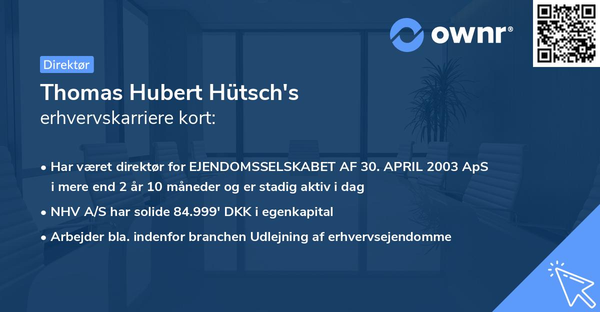 Thomas Hubert Hütsch's erhvervskarriere kort