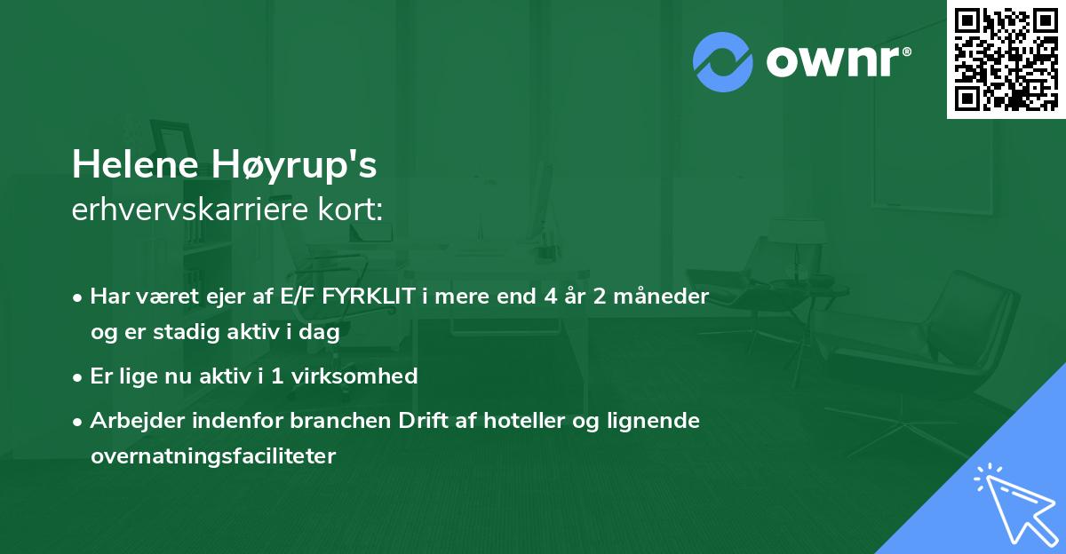 Helene Høyrup's erhvervskarriere kort