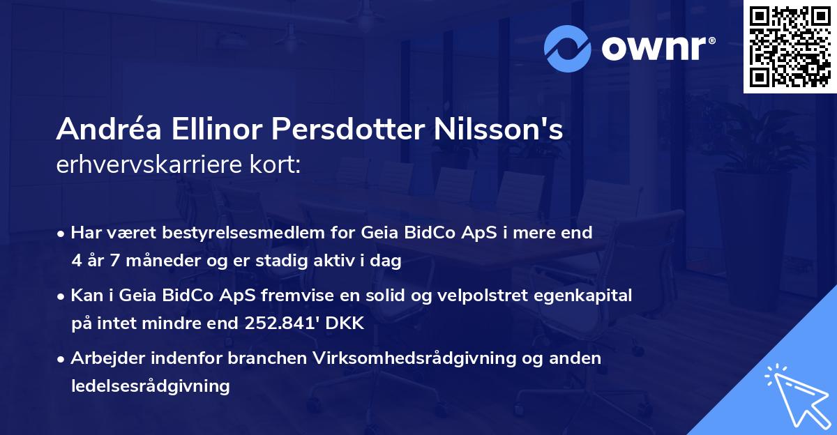 Andréa Ellinor Persdotter Nilsson's erhvervskarriere kort
