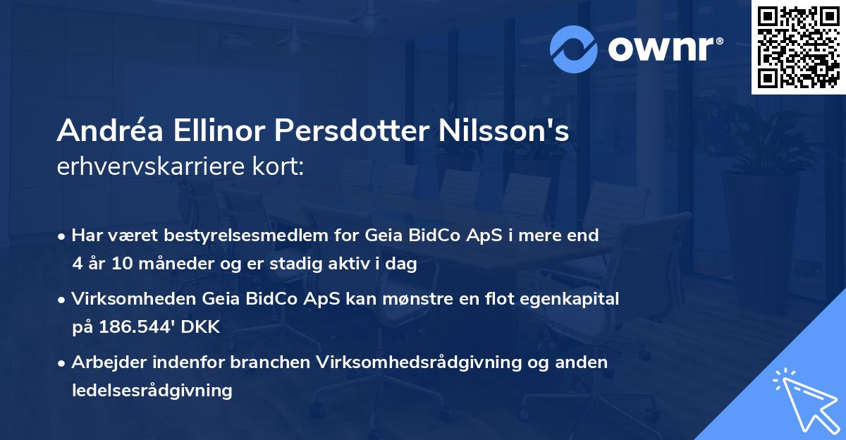 Andréa Ellinor Persdotter Nilsson's erhvervskarriere kort