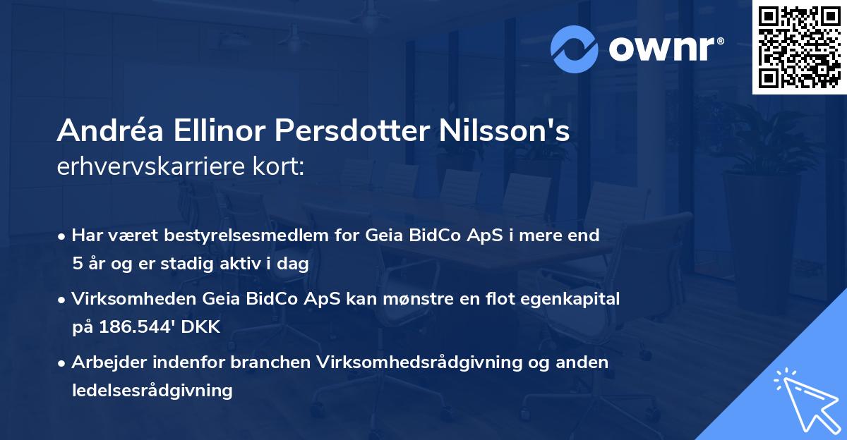 Andréa Ellinor Persdotter Nilsson's erhvervskarriere kort
