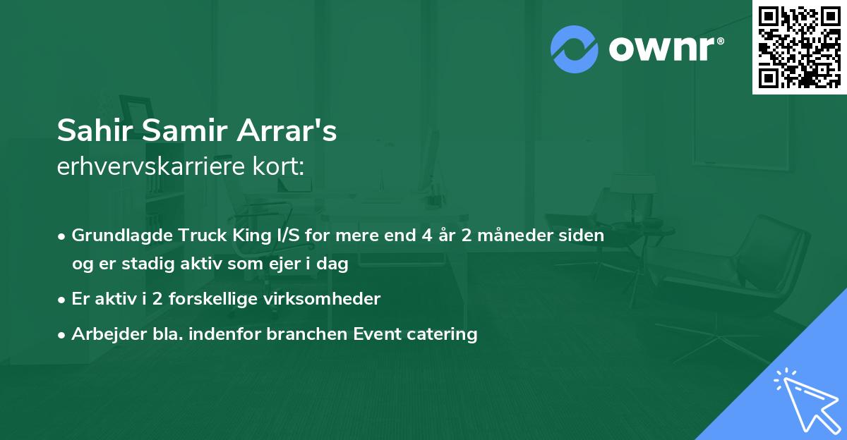 Sahir Samir Arrar's erhvervskarriere kort