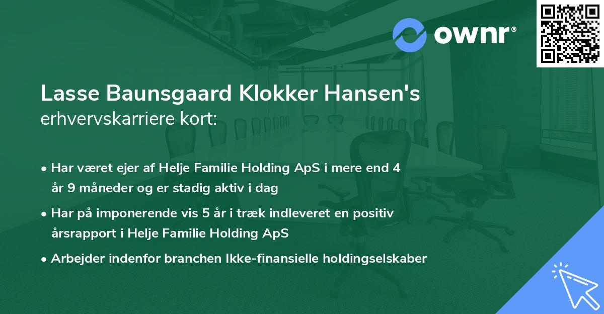 Lasse Baunsgaard Klokker Hansen's erhvervskarriere kort