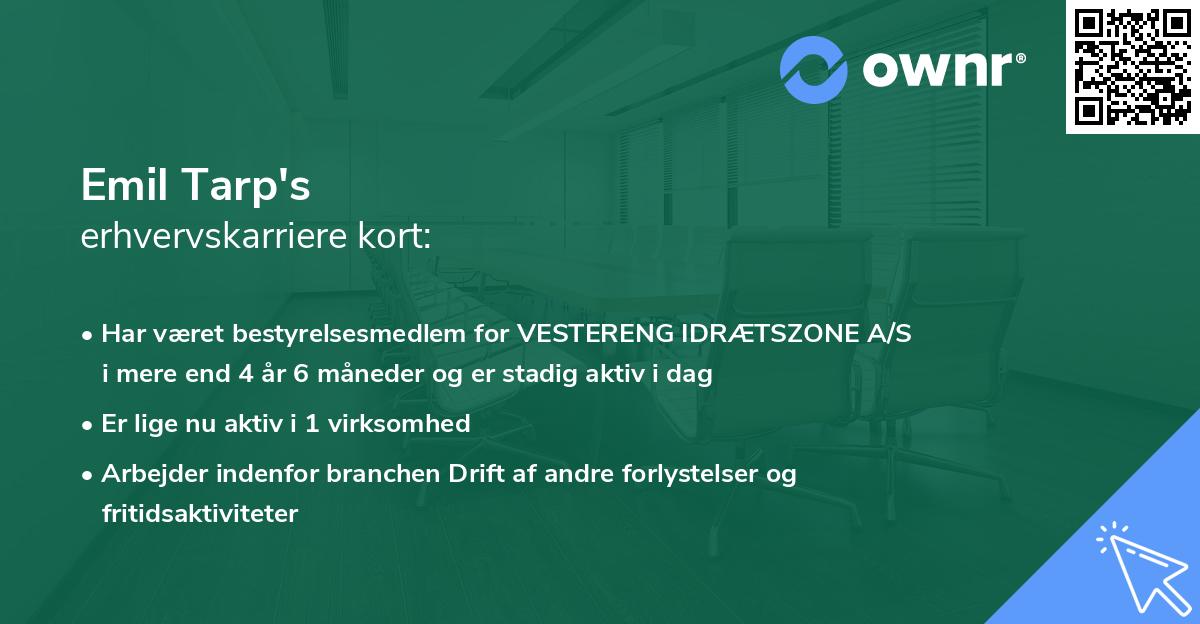 Emil Tarp's erhvervskarriere kort