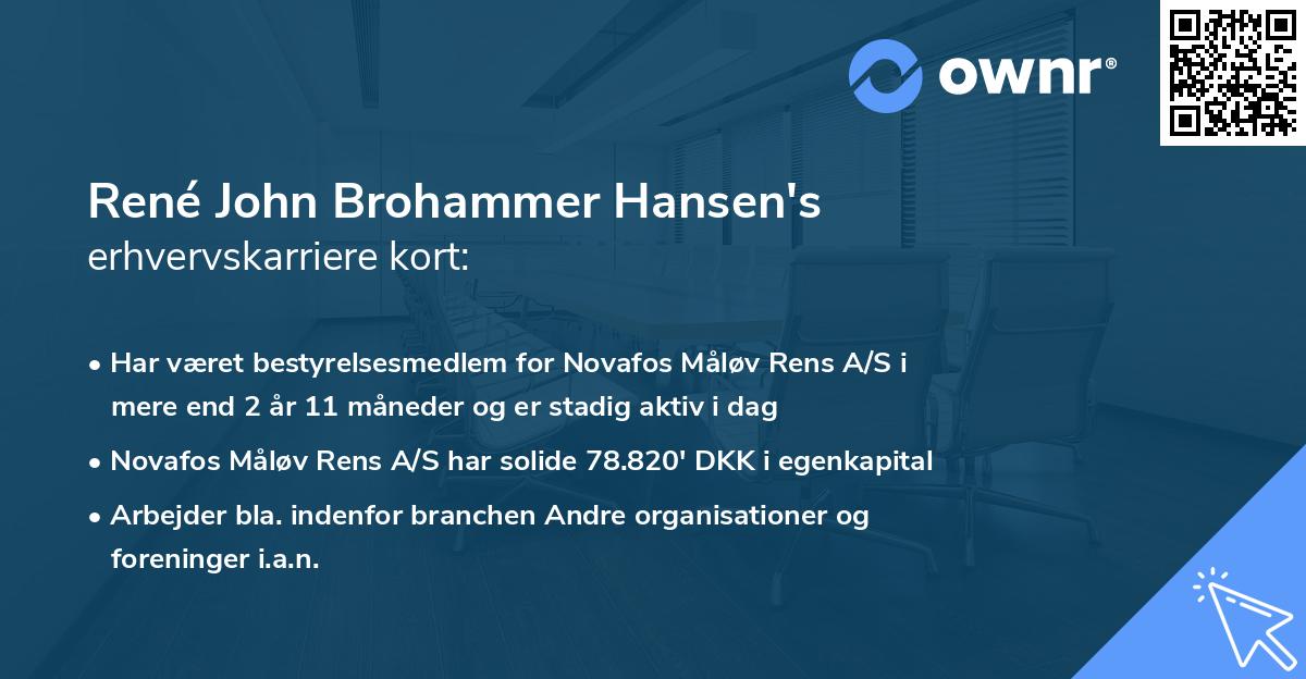 René John Brohammer Hansen's erhvervskarriere kort