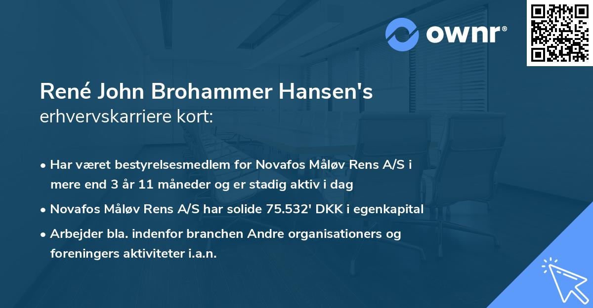 René John Brohammer Hansen's erhvervskarriere kort