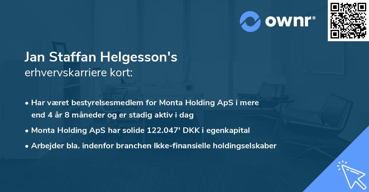 Jan Staffan Helgesson's erhvervskarriere kort