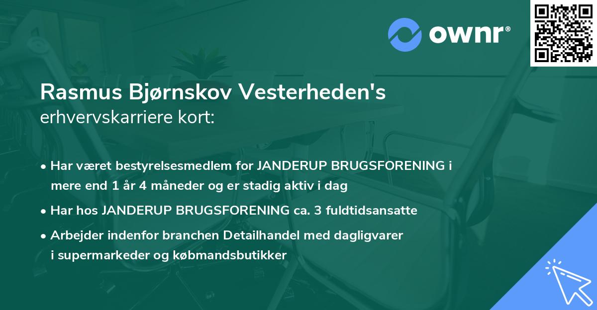 Rasmus Bjørnskov Vesterheden's erhvervskarriere kort