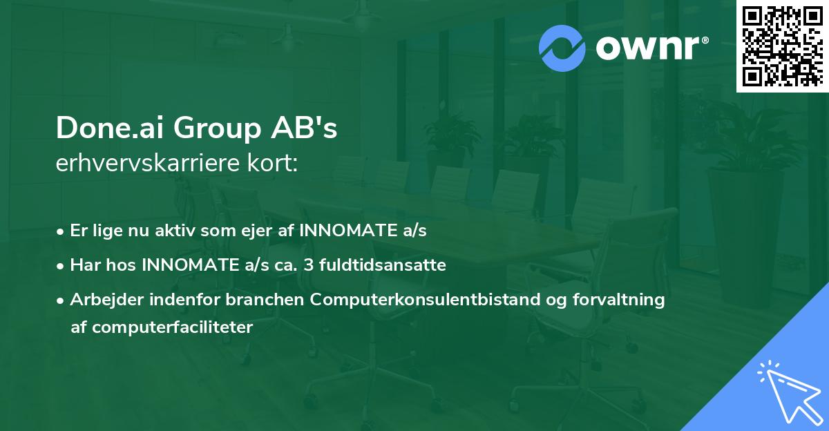 Done.ai Group AB's erhvervskarriere kort