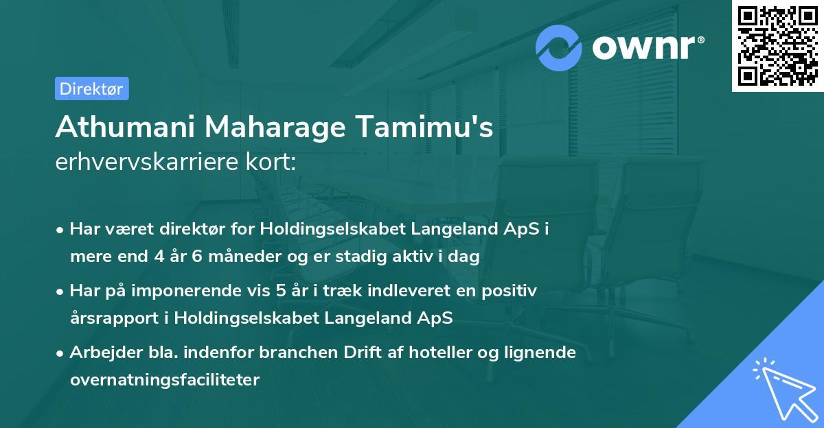 Athumani Maharage Tamimu's erhvervskarriere kort