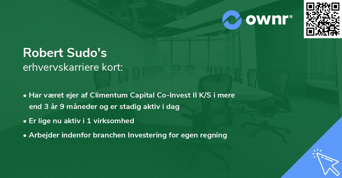 Robert Sudo's erhvervskarriere kort