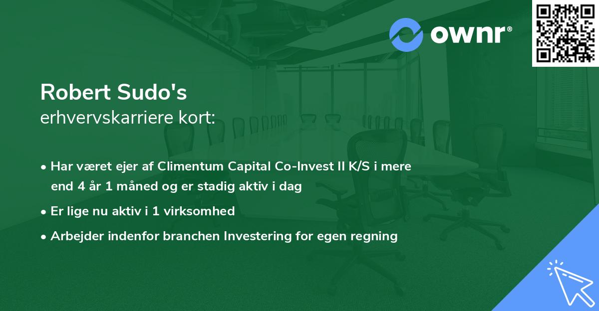 Robert Sudo's erhvervskarriere kort