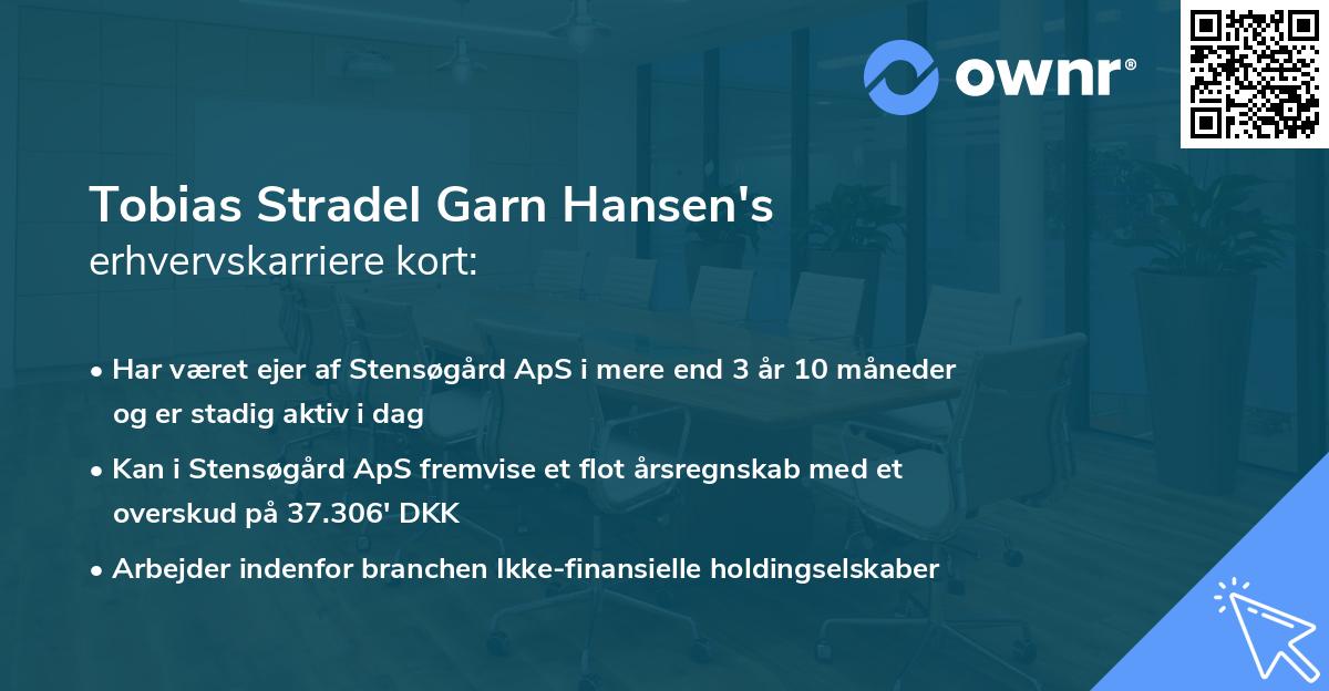Tobias Stradel Garn Hansen's erhvervskarriere kort